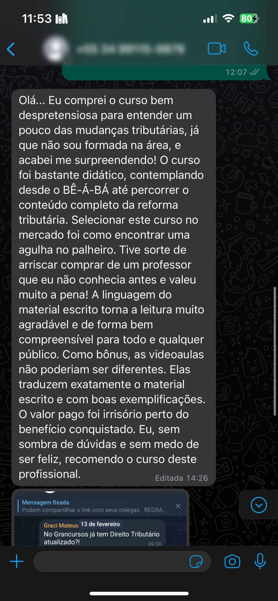 Depoimento de aluno 9