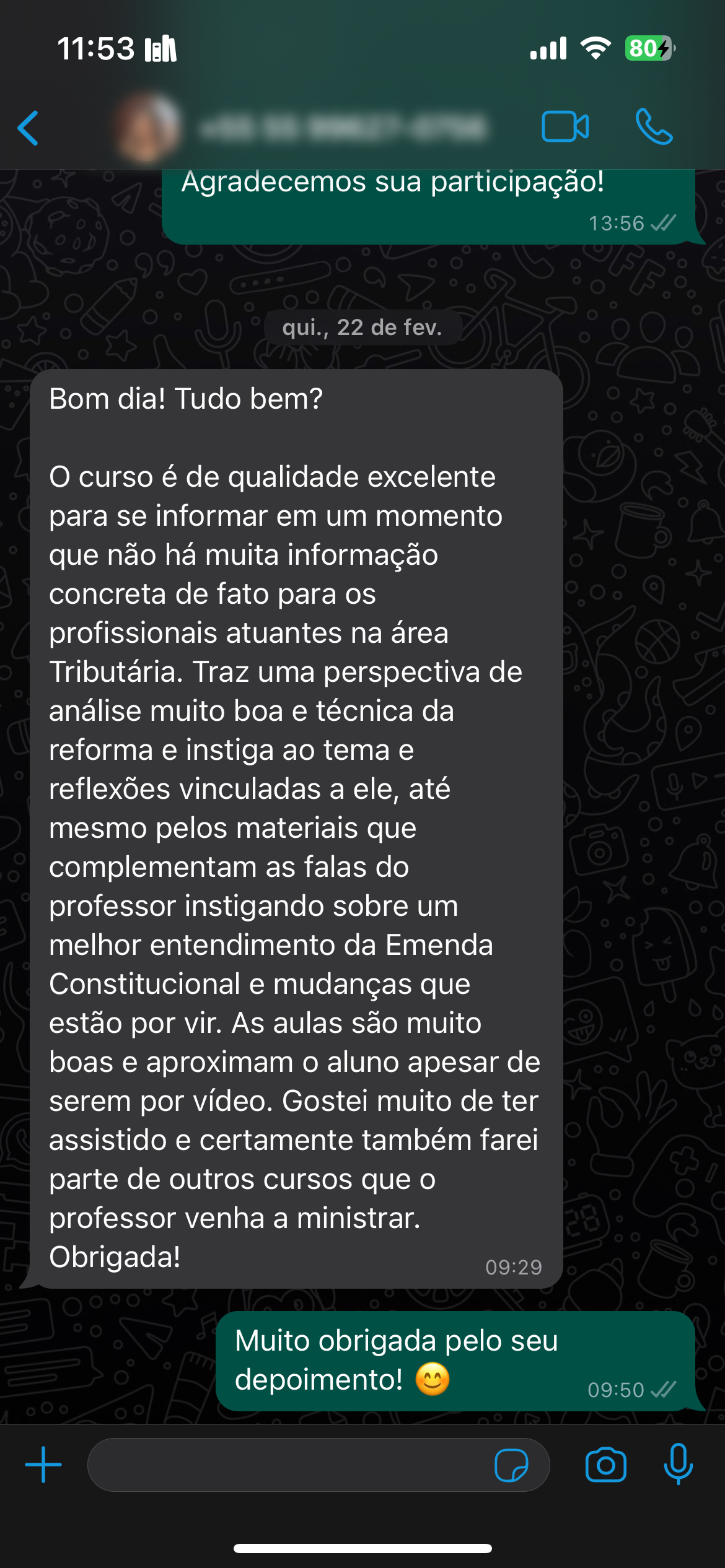 Depoimento de aluno 11