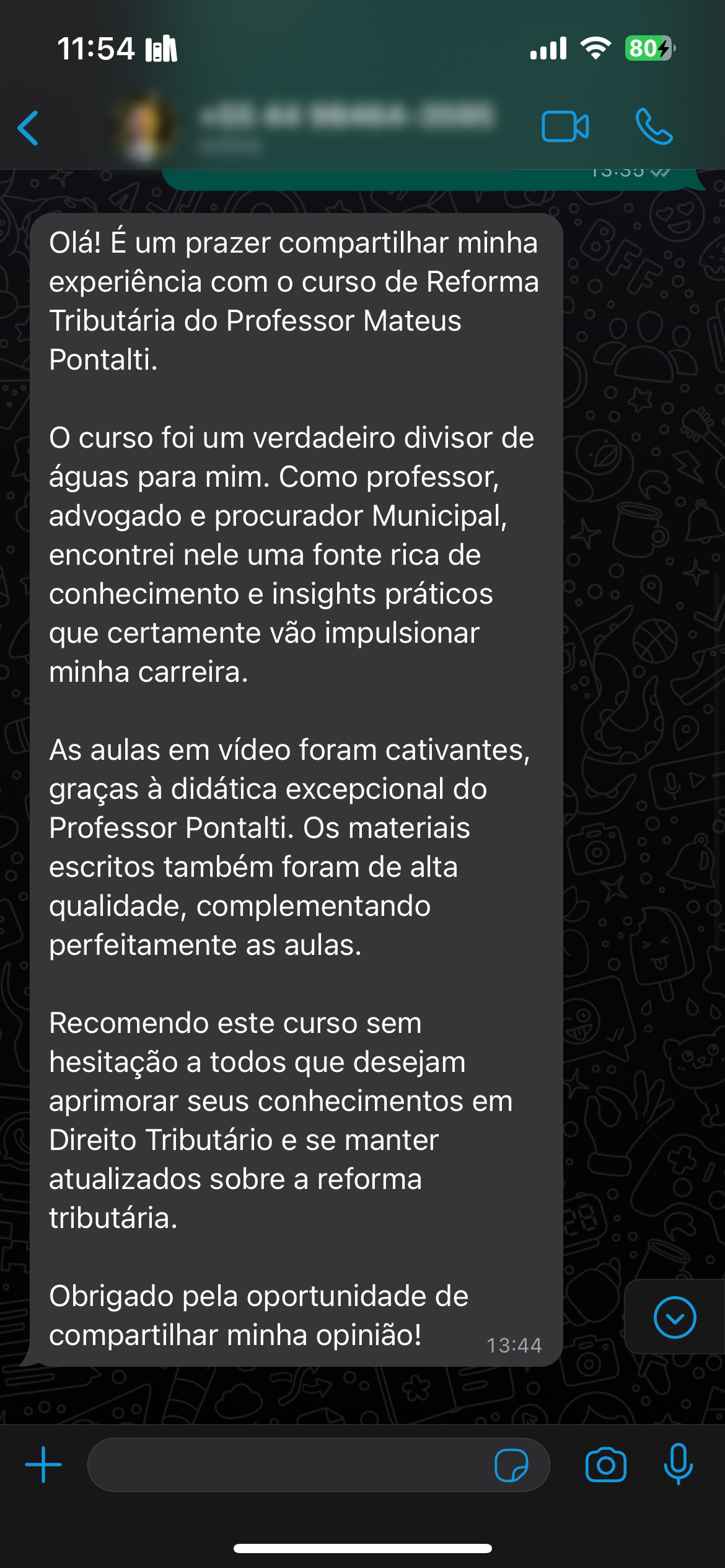 Depoimento de aluno 12