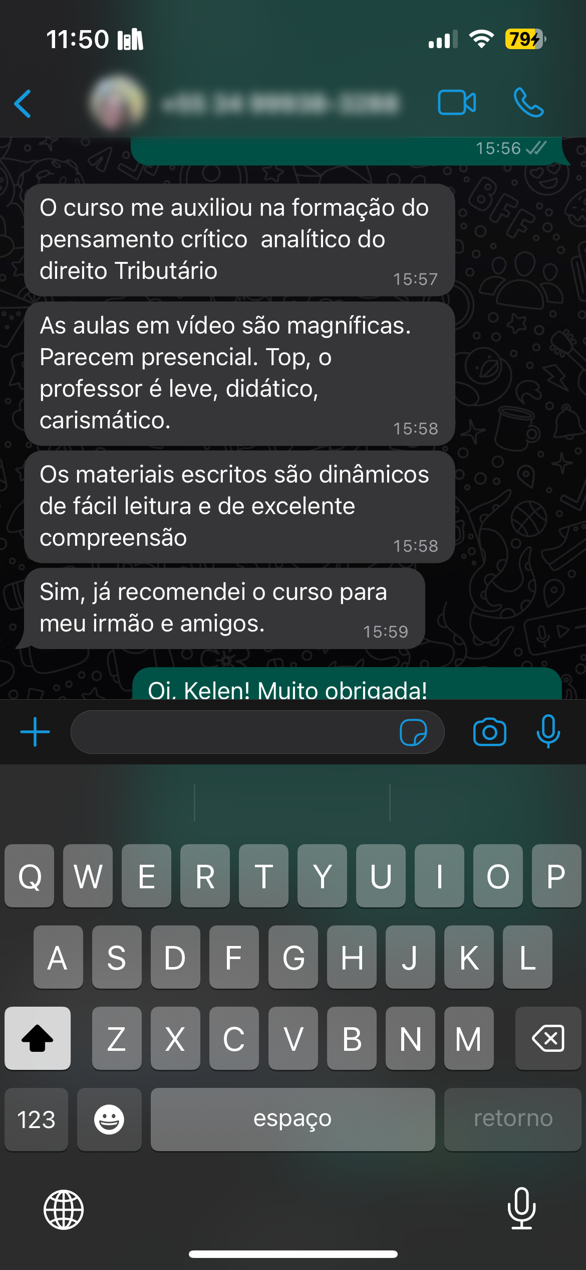 Depoimento de aluno 1