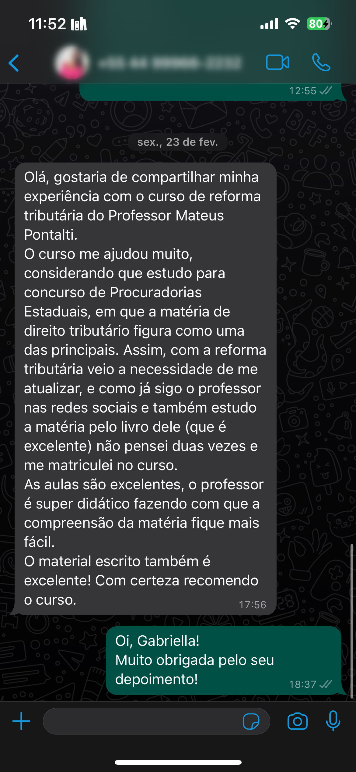 Depoimento de aluno 3