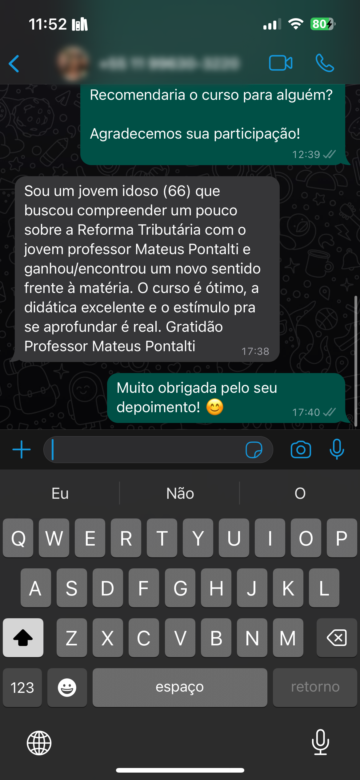 Depoimento de aluno 4