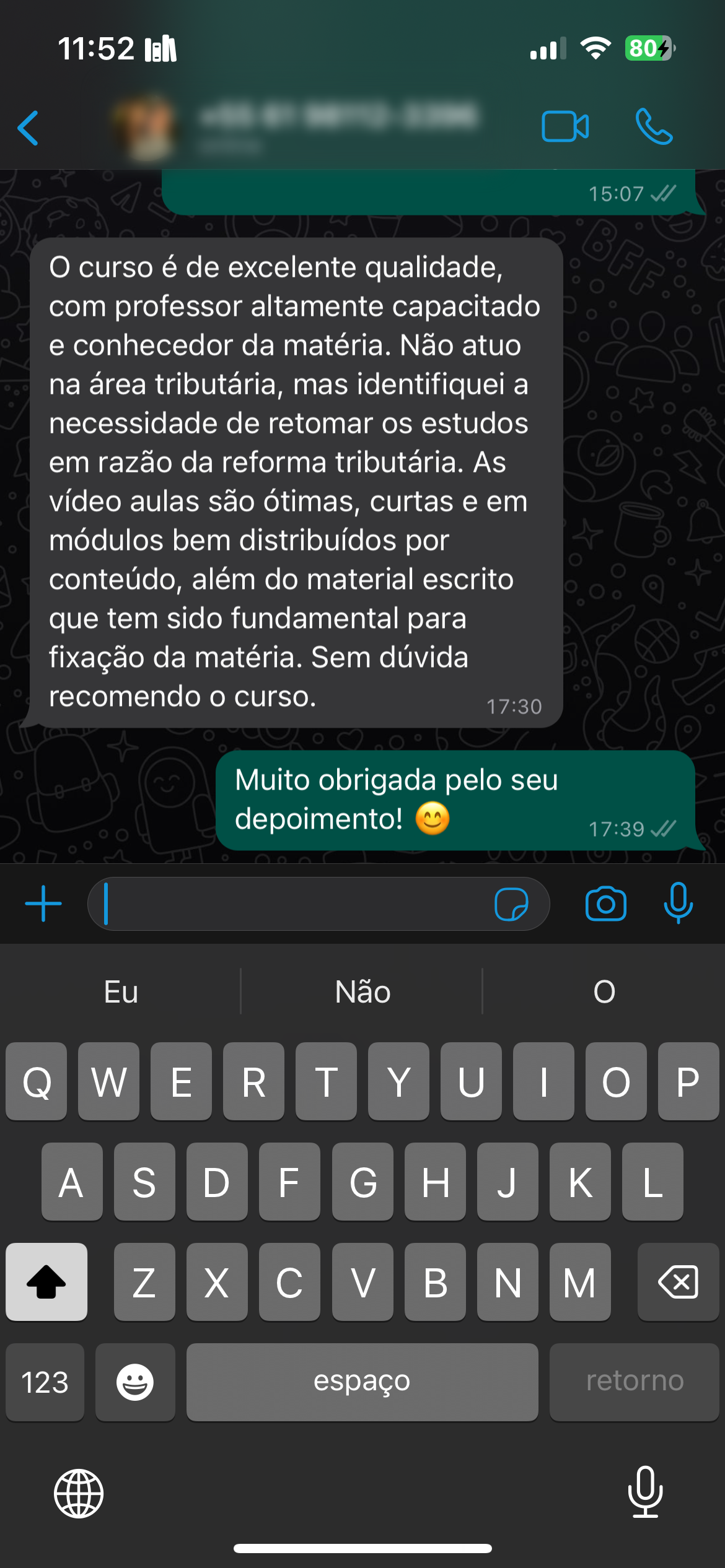 Depoimento de aluno 5