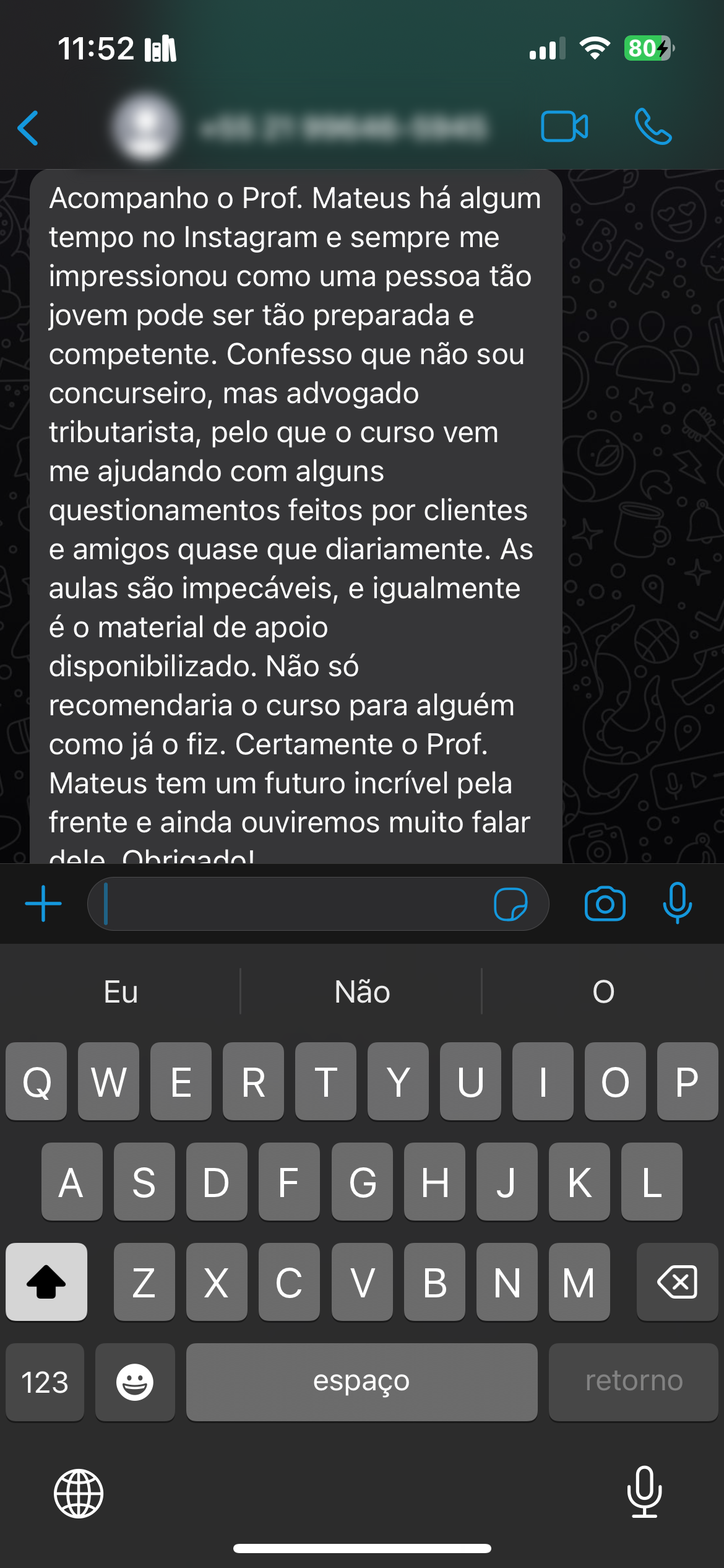 Depoimento de aluno 6
